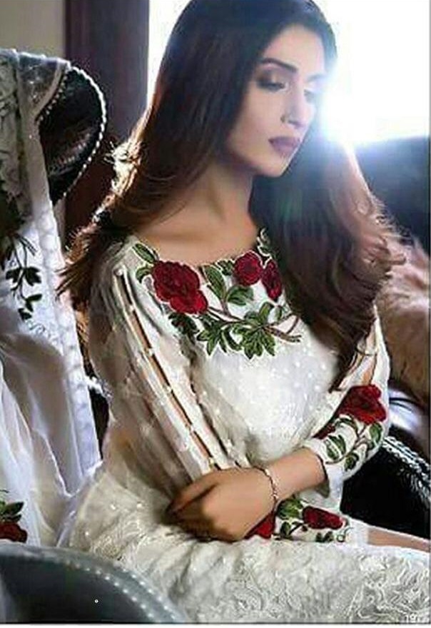 Gul Ahmed Peach Mehsuri Suit | Pakistani Embroidered Chiffon Dresses