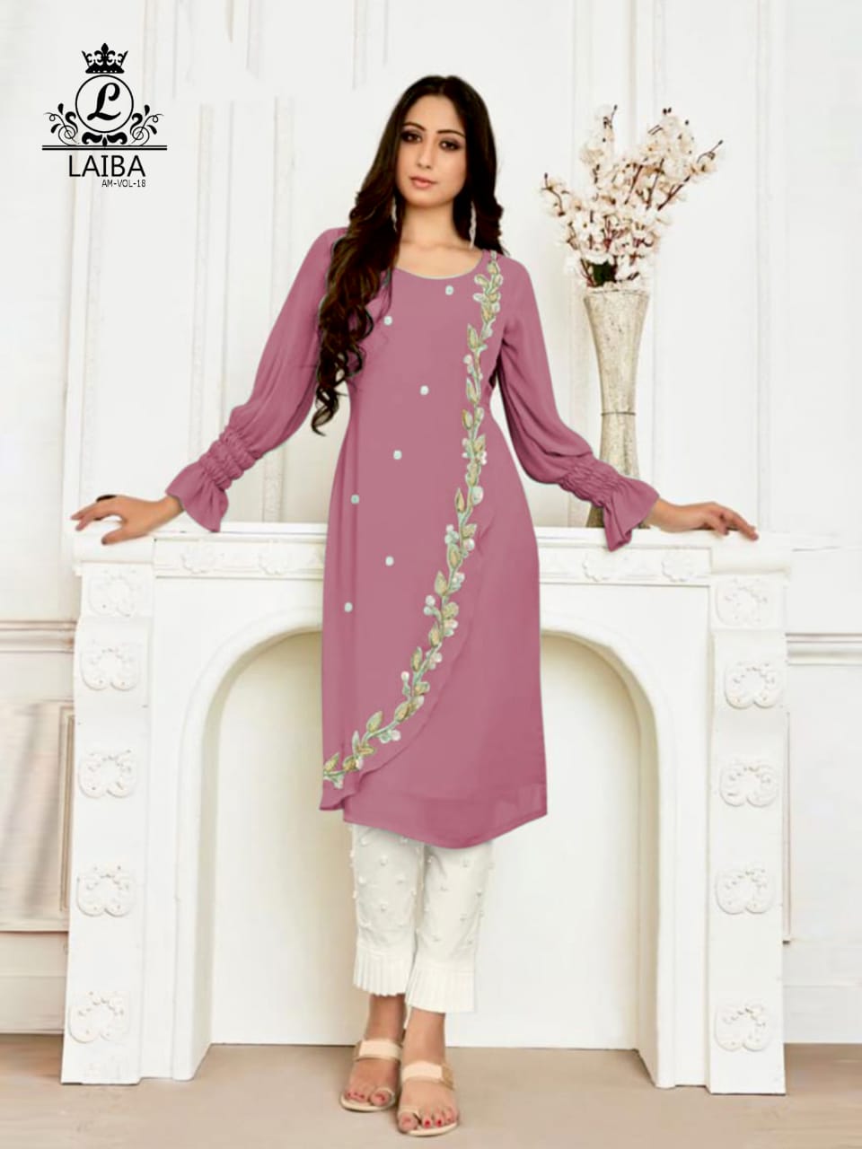 LAIBA AM VOL 18 LUXURY TUNIC WITH CIGARETTE PANTS DUSTY PINK