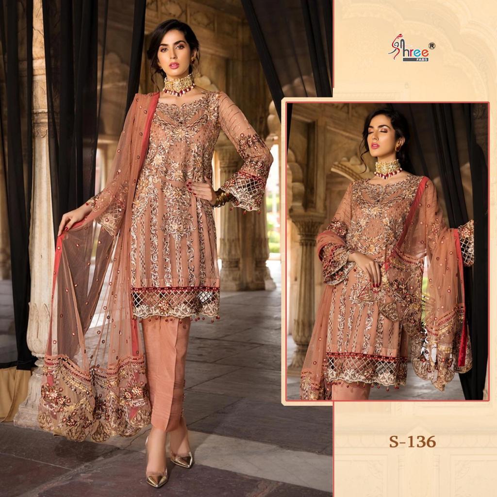 SHREE FABS S 136 PAKISTANI SUITS FREE SHIPPING