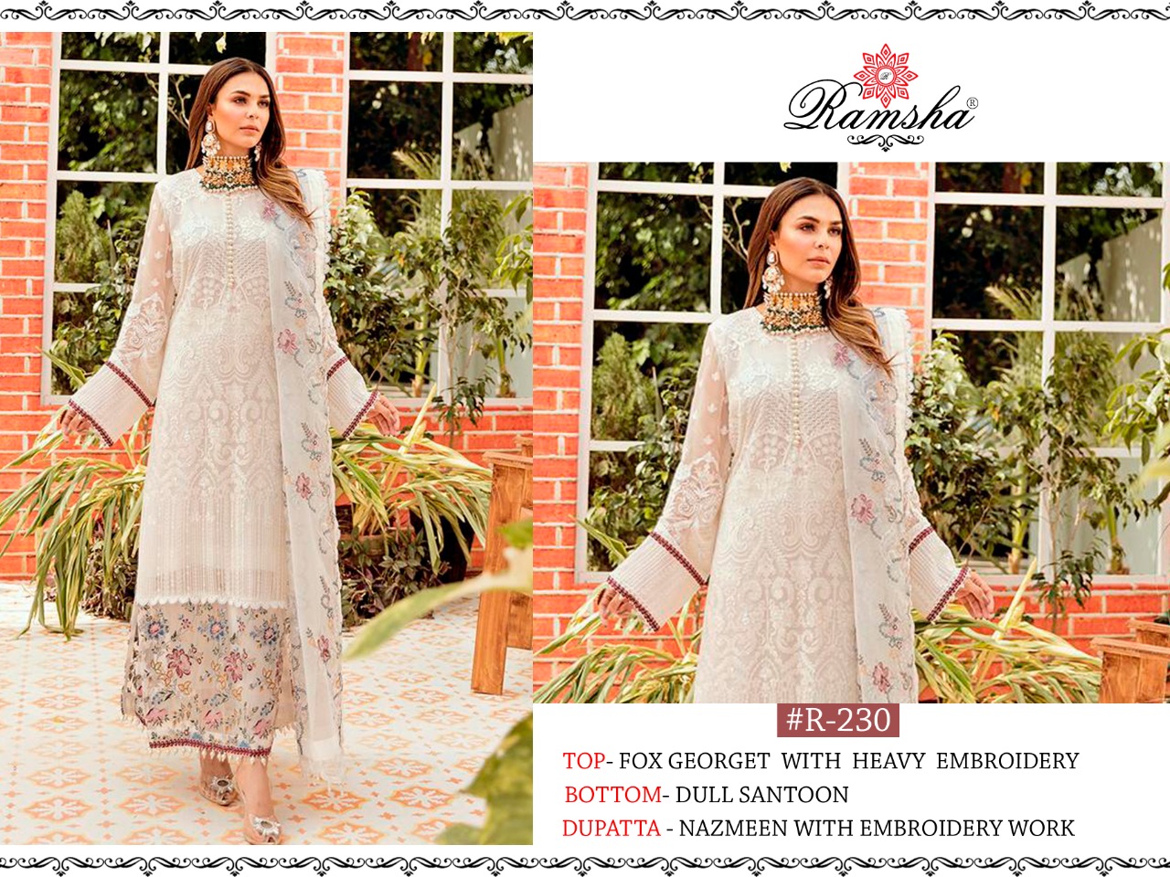 RAMSHA 230 PAKISTANI SUITS WITH FREE SHIPPING