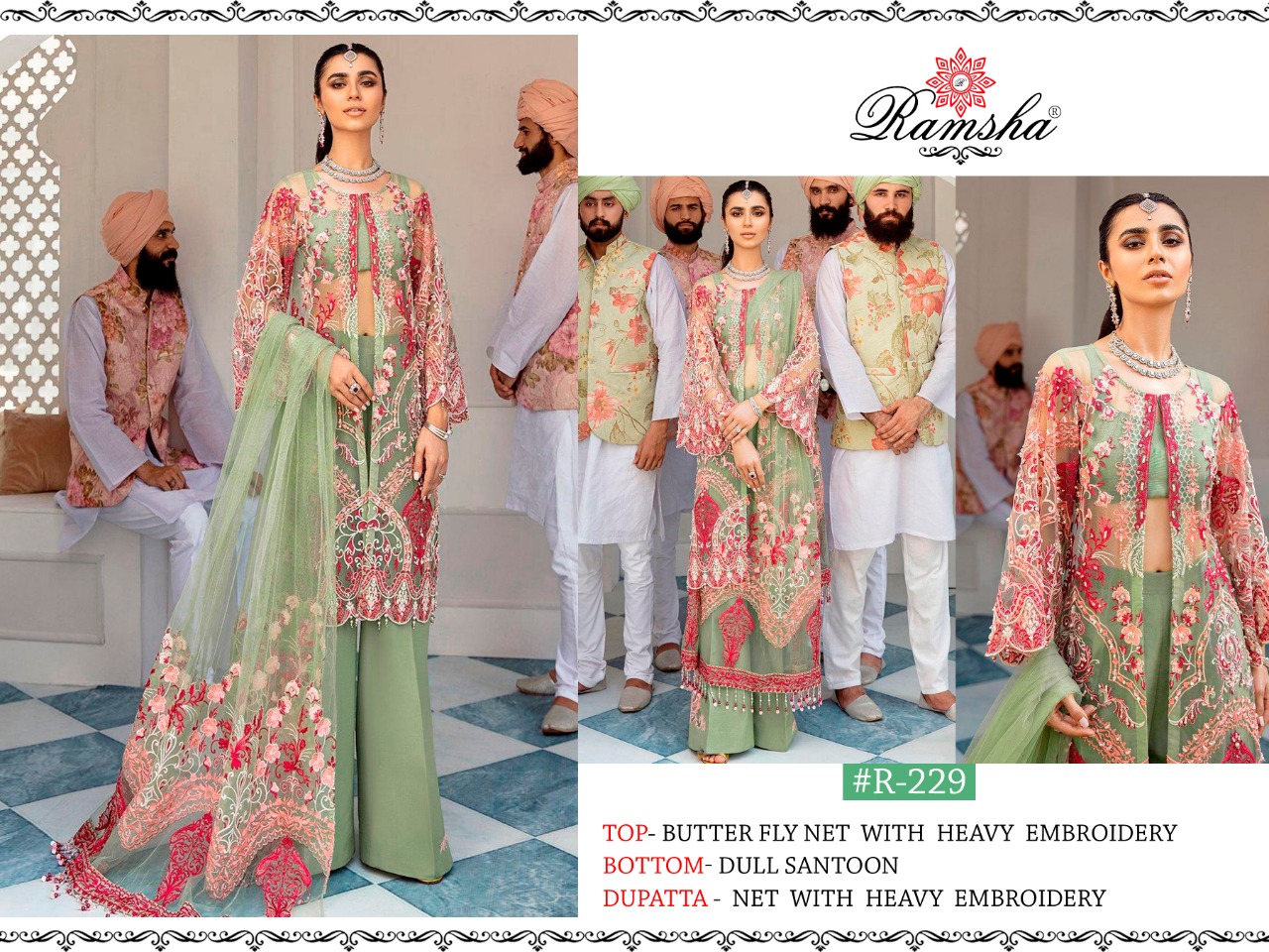 RAMSHA 229 PAKISTANI SUITS WITH FREE SHIPPING