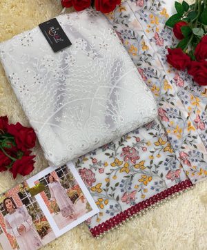 RINAZ 4504 WHITE PAKISTANI SUITS IN SINGLES