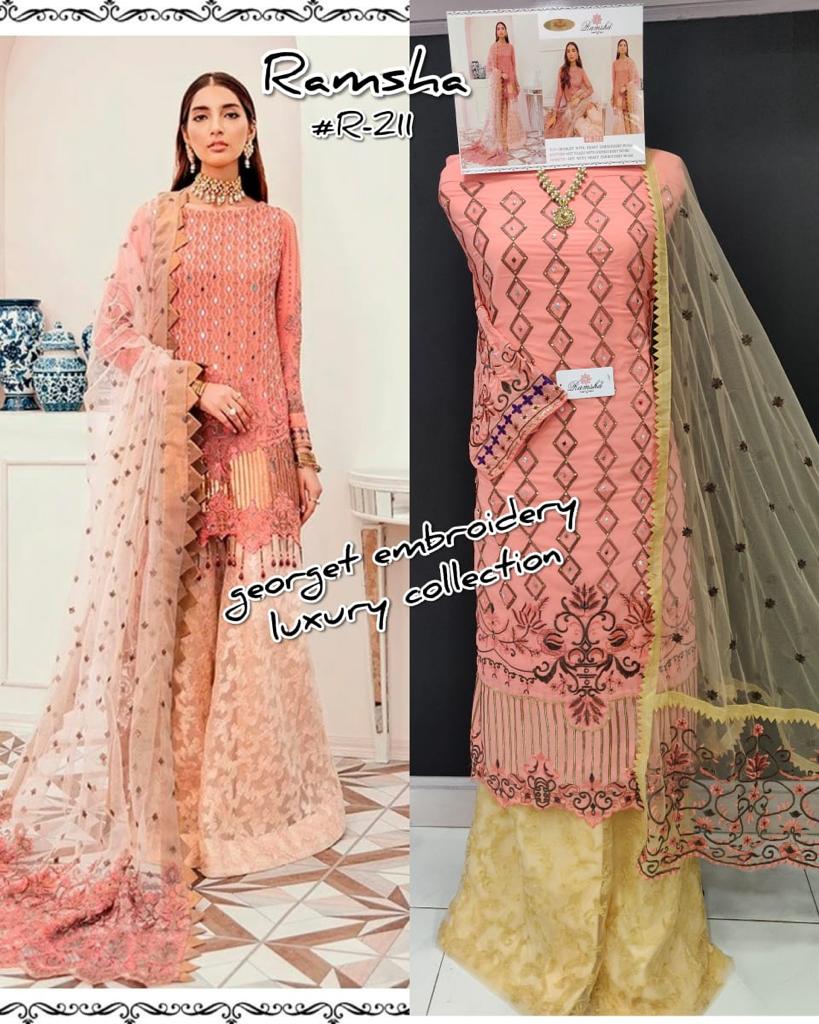 RAMSHA 211 PAKISTANI SUITS AT CHEAPEST PRICE