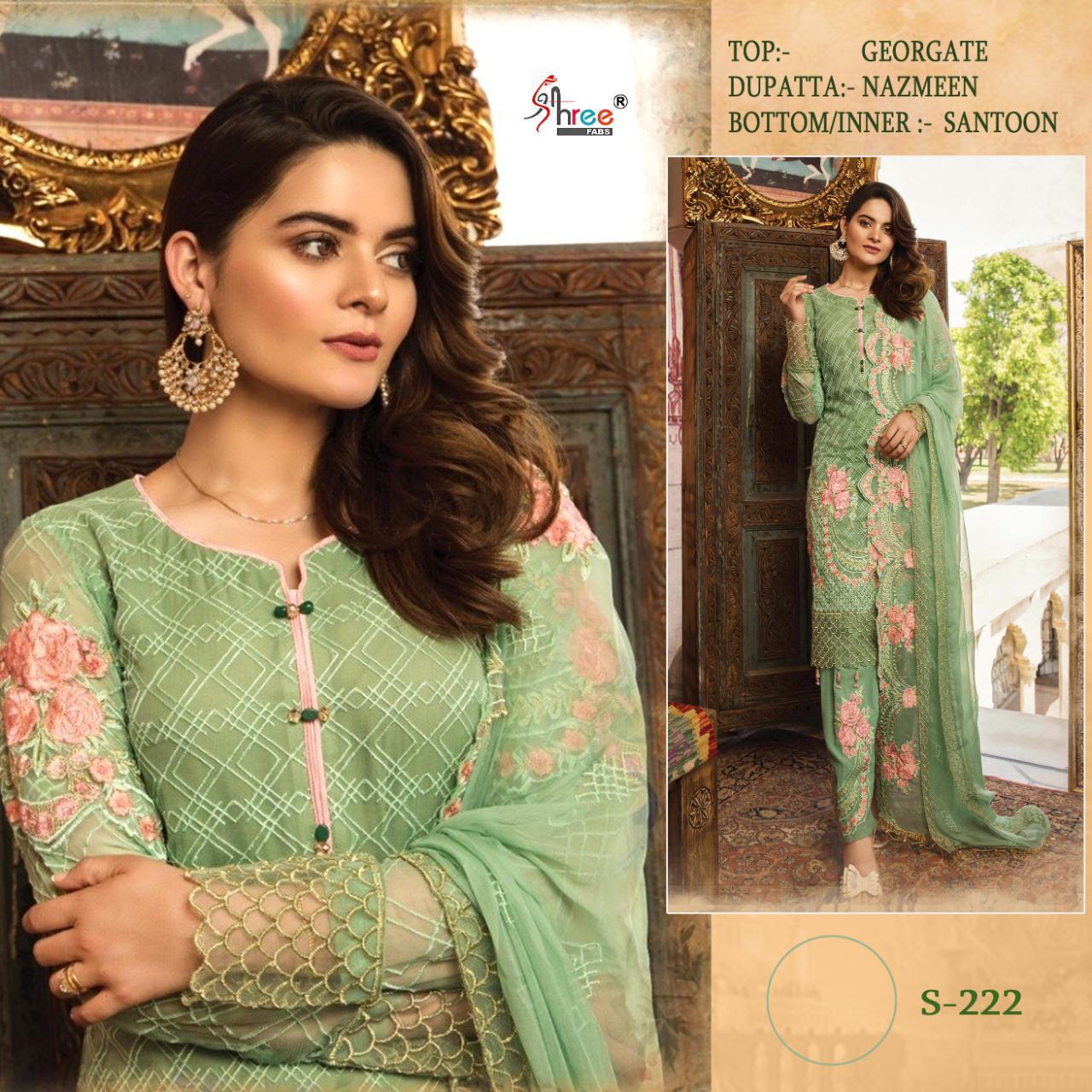 SHREE FABS S 222 GEORGETTE SUITS WHOLESALE