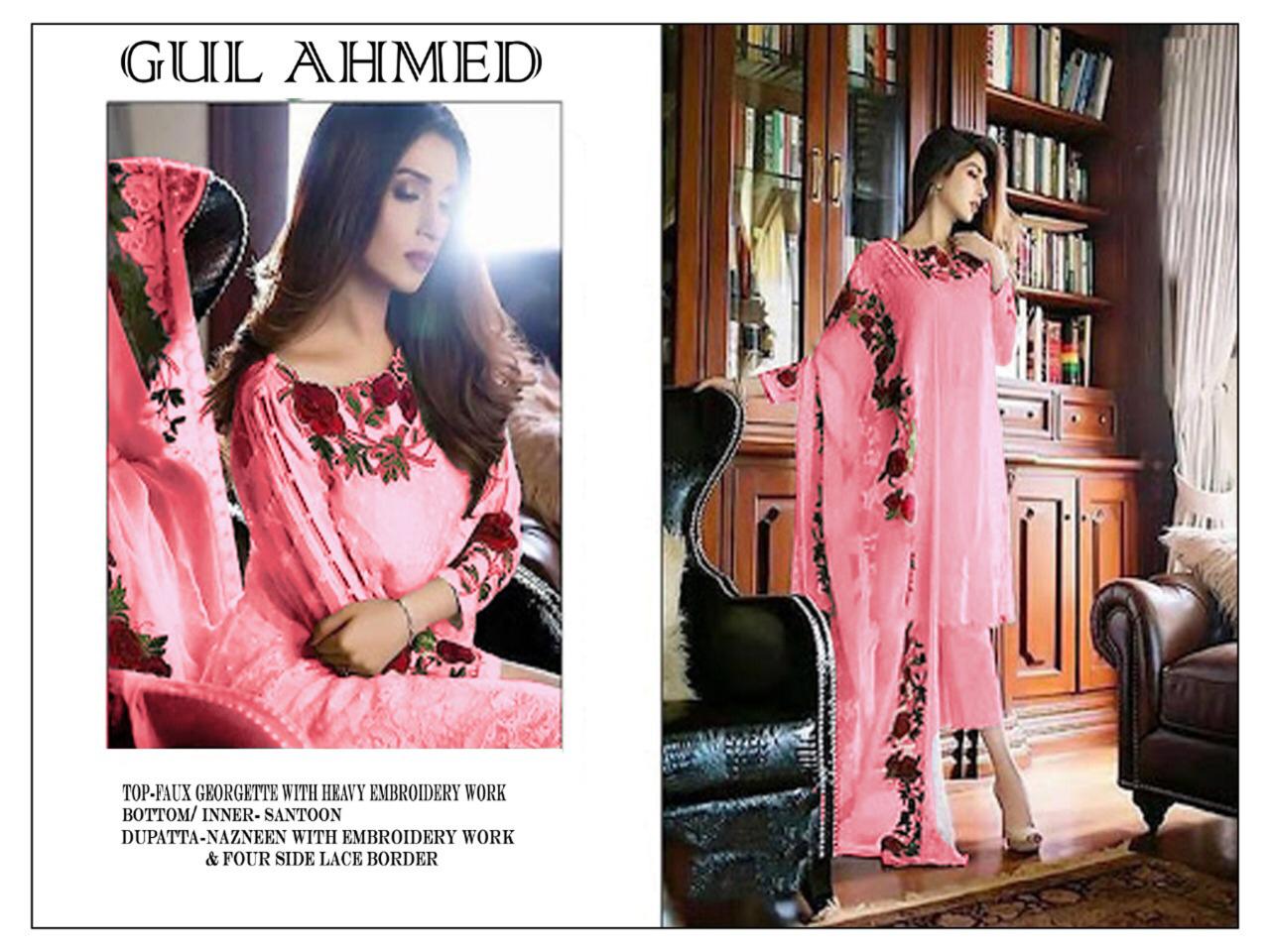 GUL AHMED PINK GEORGETTE PAKISTANI SUITS