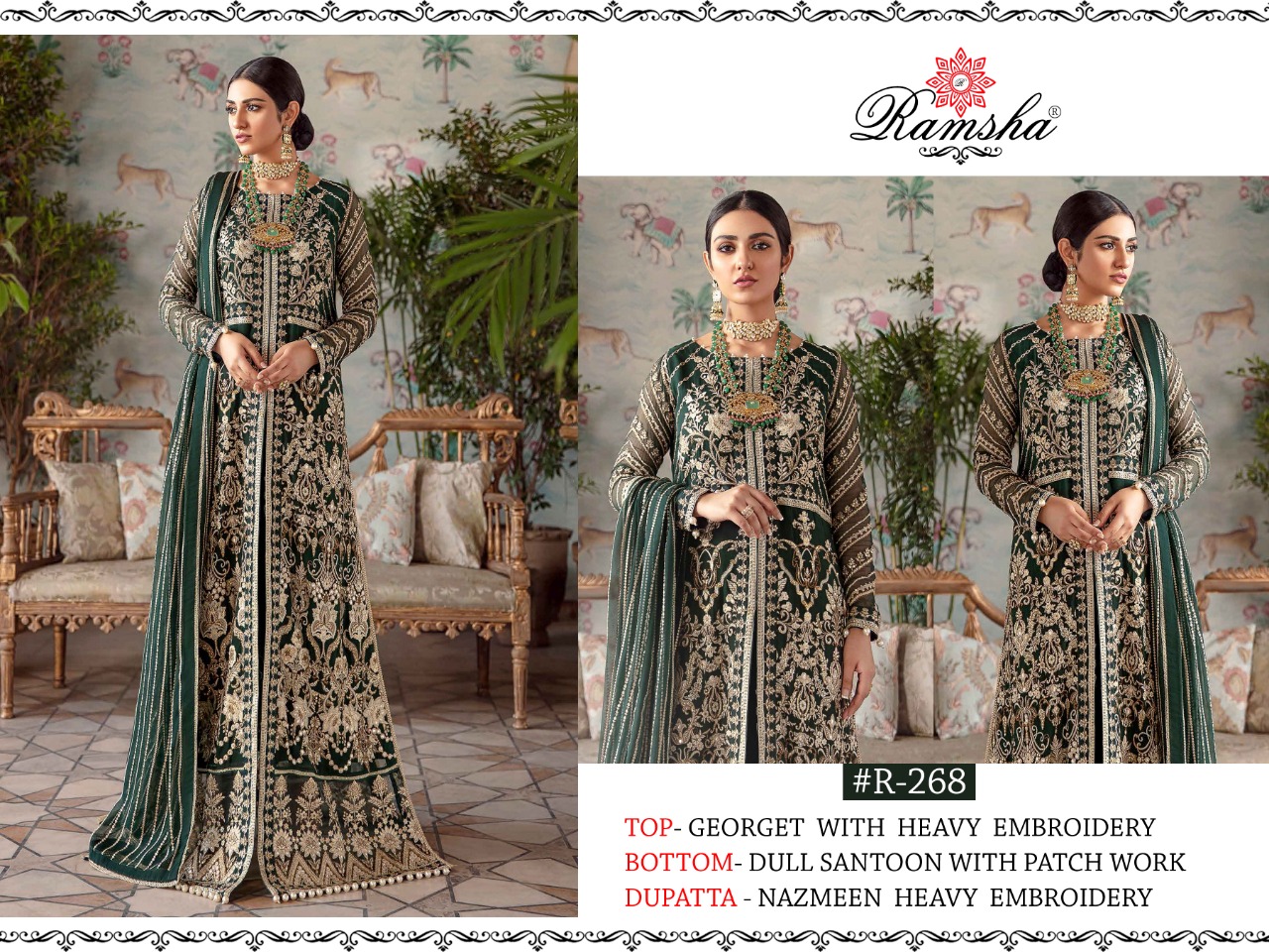 RAMSHA R 268 PAKISTANI SUITS FOR ONLINE RESELLERS