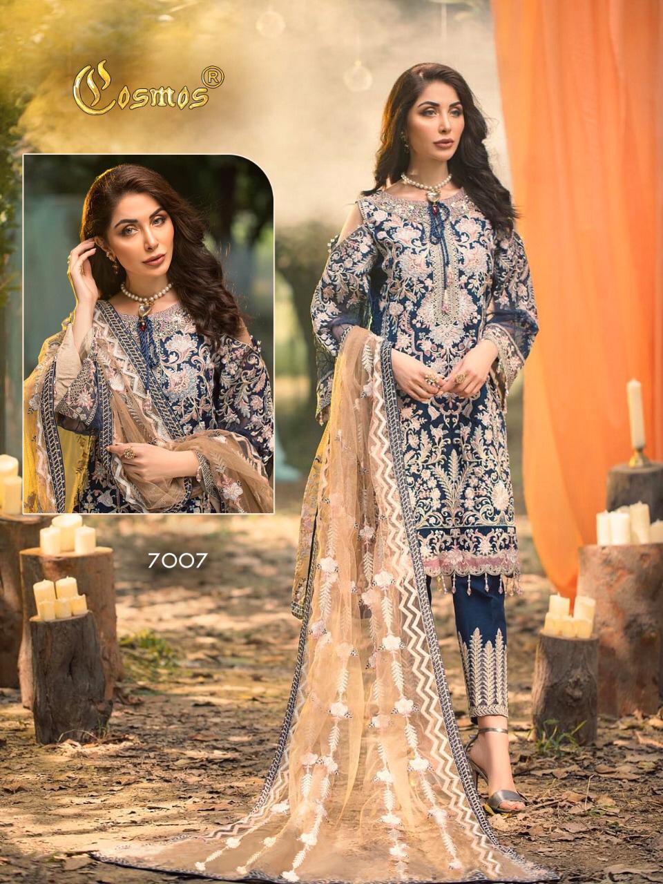 COSMOS 7007 BLUE PAKISTANI SUITS IN SINGLES