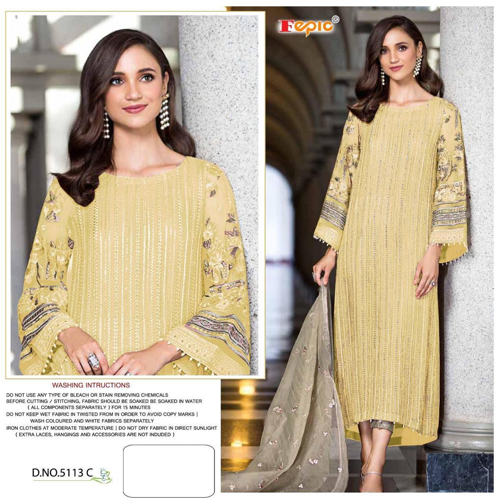FEPIC 5113 C YELLOW PAKISTANI SUITS MANUFACTURER ONLINE