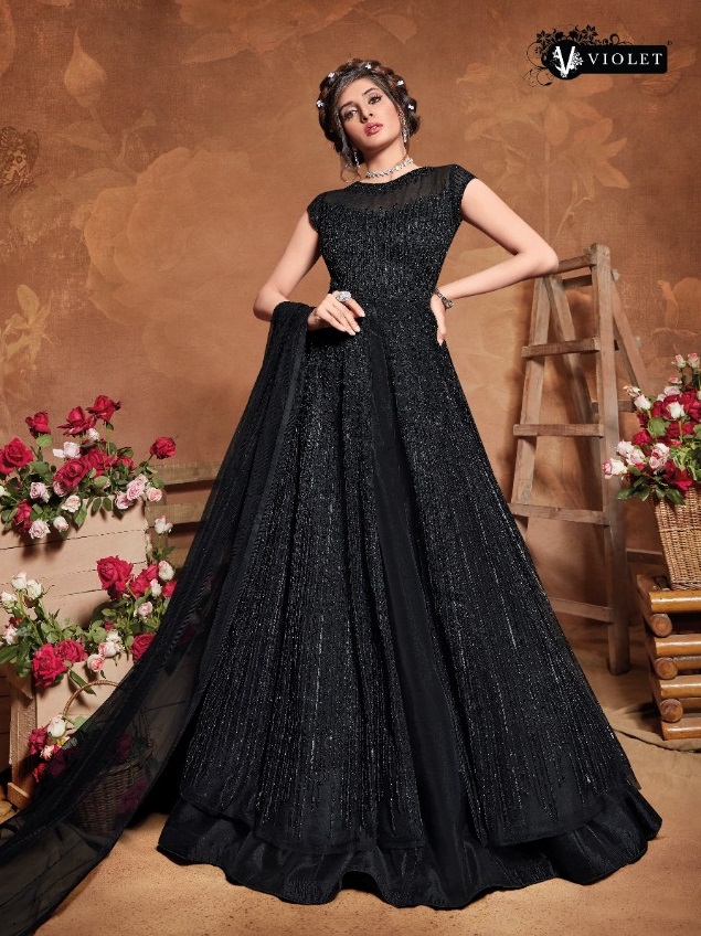 Designer Black Color Thread Sequence Work Gown - Clothsvilla