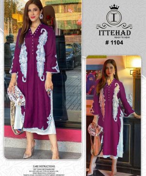 ITTEHAD 1104 WINE READYMADE TUNIC COLLECTION