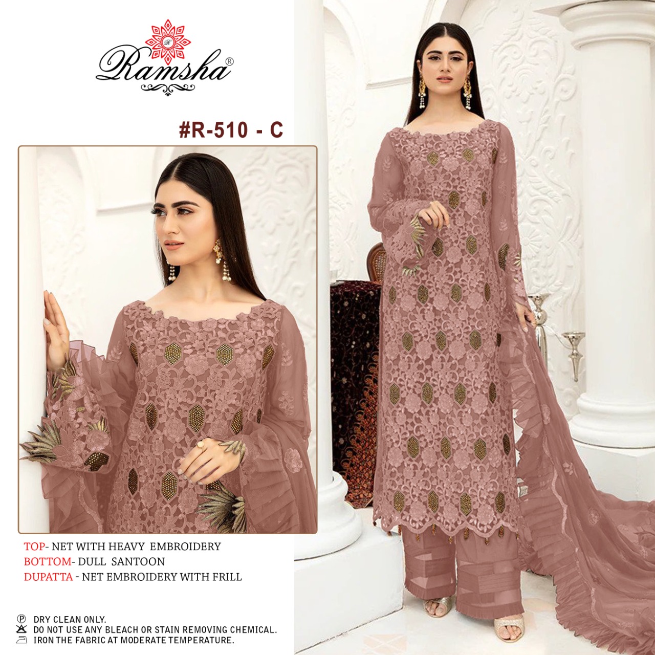 Ramsha Present R-558 NX Faux Georgette With Heavy Embroidery Pakistani  Suits On Wholesale