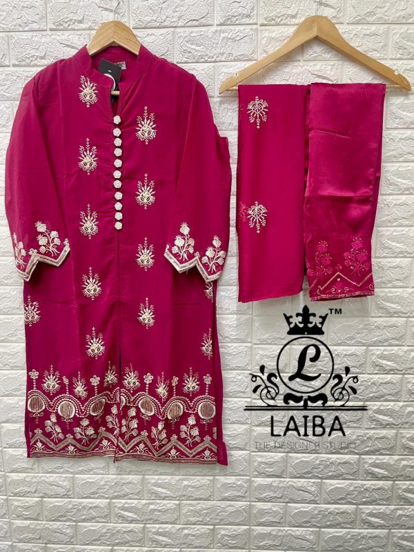 LAIBA AM VOL 129 CHERRY RED READYMADE TUNIC COLLECTION