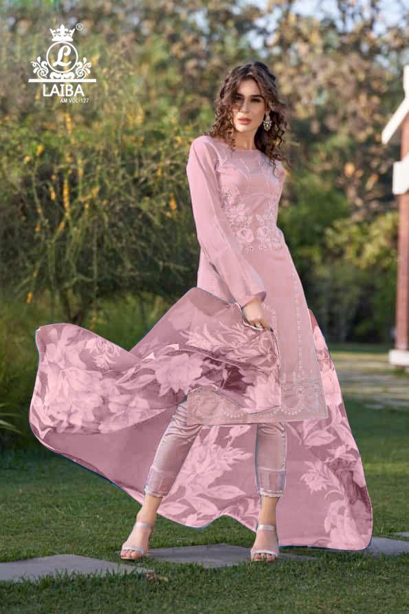 LAIBA AM VOL 127 DUSTY PINK READYMADE TUNIC COLLECTION