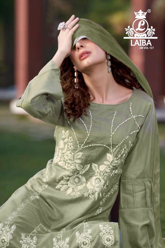 LAIBA AM VOL 127 OLIVE GREEN READYMADE TUNIC COLLECTION