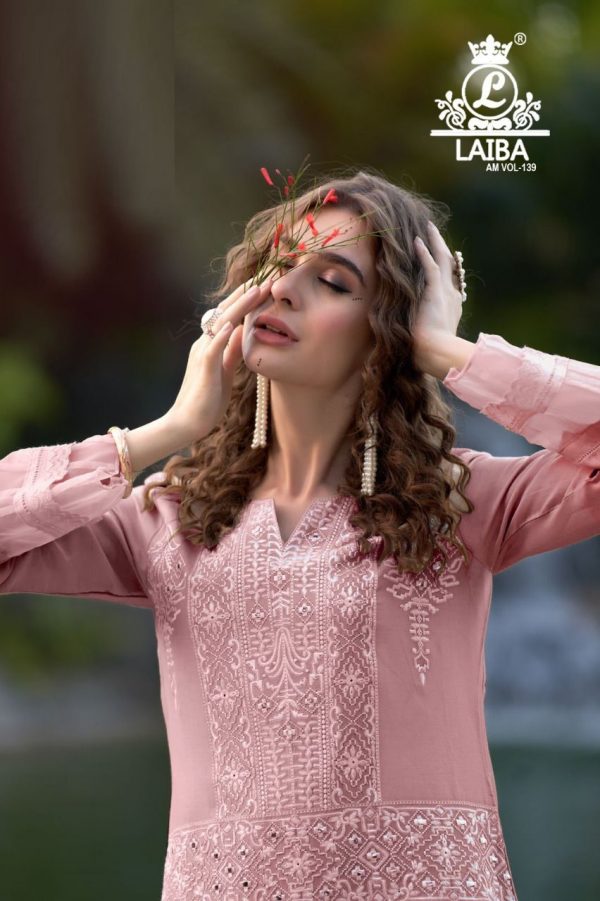 LAIBA AM VOL 139 LIGHT ROSE READYMADE TUNIC COLLECTION