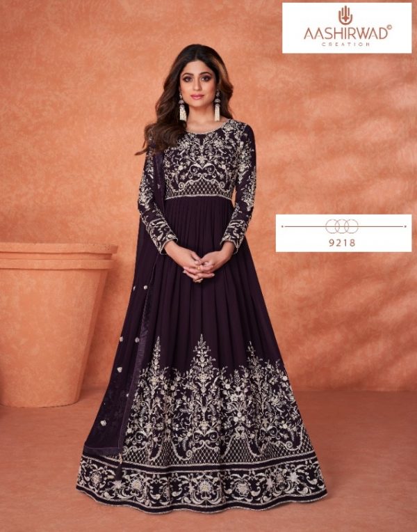 Aashirwad Creation Alizza Fashionable Anarkali Gown Blue Color DN 8526