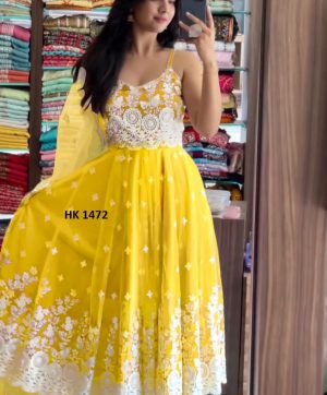 HK 1472 YELLOW READYMADE GOWN MANUFACTURER