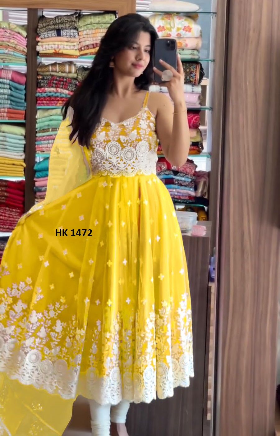 HK 1472 YELLOW READYMADE GOWN MANUFACTURER
