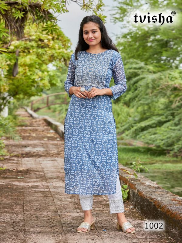 BLUE HILLS KURTI WITH EMBROIDERY WORK 1002