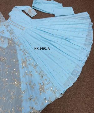 HK 1491 A READYMADE GOWN BOTTOM WITH DUPATTA
