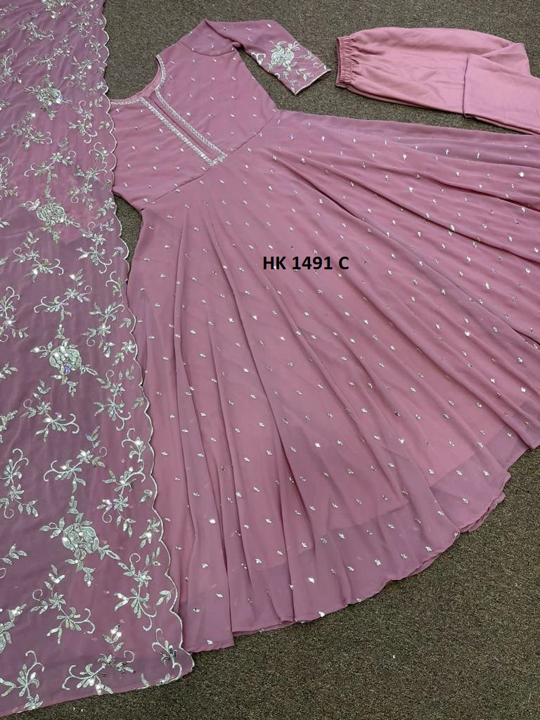 HK 1491 C READYMADE GOWN BOTTOM WITH DUPATTA