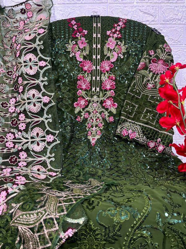 SF Fashion SF-142 White Semi Stitched Cambric Cotton Embroidery Pakistani  Suit