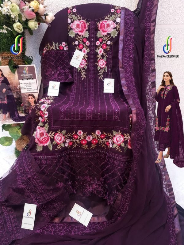 HOOR TEX HIT DESIGN 19018 BY HOOR TEX DESIGNER FESTIVE PAKISATNI SUITS  COLLECTION BEAUTIFUL STYLISH FANCY COLORFUL PARTY WEAR & OCCASIONAL WEAR  HEAVY GEORGETTE WITH EMBROIDERED DRESSES AT WHOLESALE PRICE