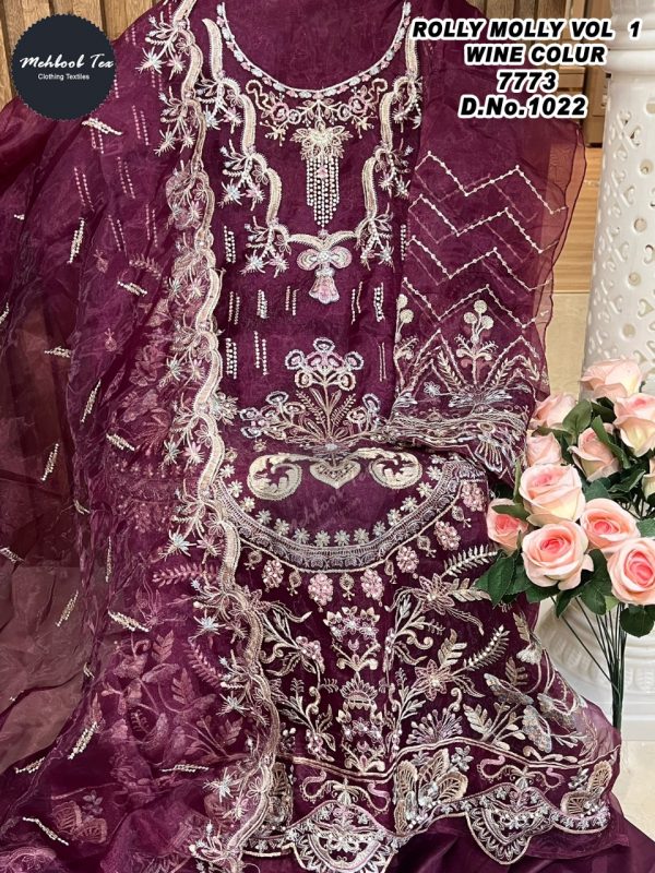 MEHBOOB TEX 7773 ROLLY MOLLY VOL 1 WINE SUITS