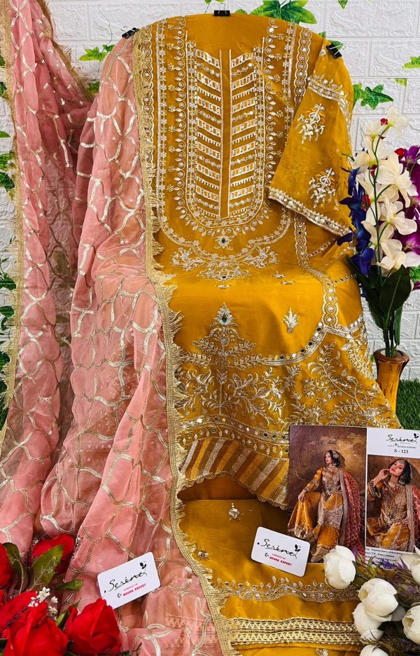 Buy Weaver Saga Women's Lemon Yellow Pakistani Embroidered Cotton Salwar  Suit (Chiffone) at Amazon.in