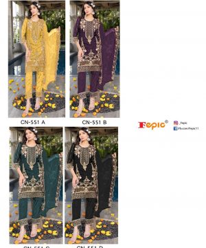 CRAFTED NEEDLE CN 551 A TO D SALWAR SUITS BY FEPIC