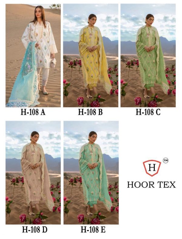 HOOR TEX H 108 A TO E PAKISTANI SUITS IN INDIA