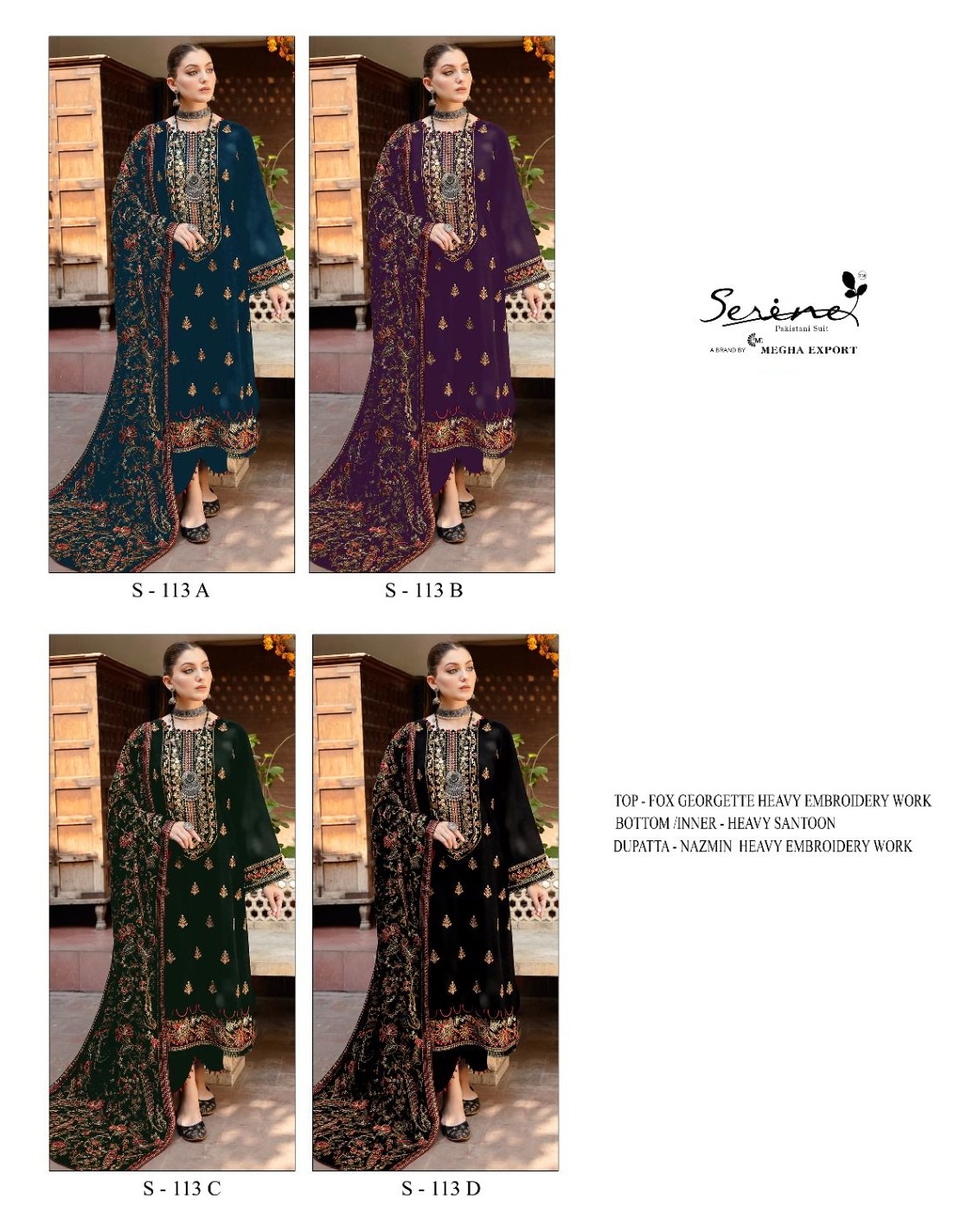 SERINE S 113 A TO D PAKISTANI SUITS IN INDIA