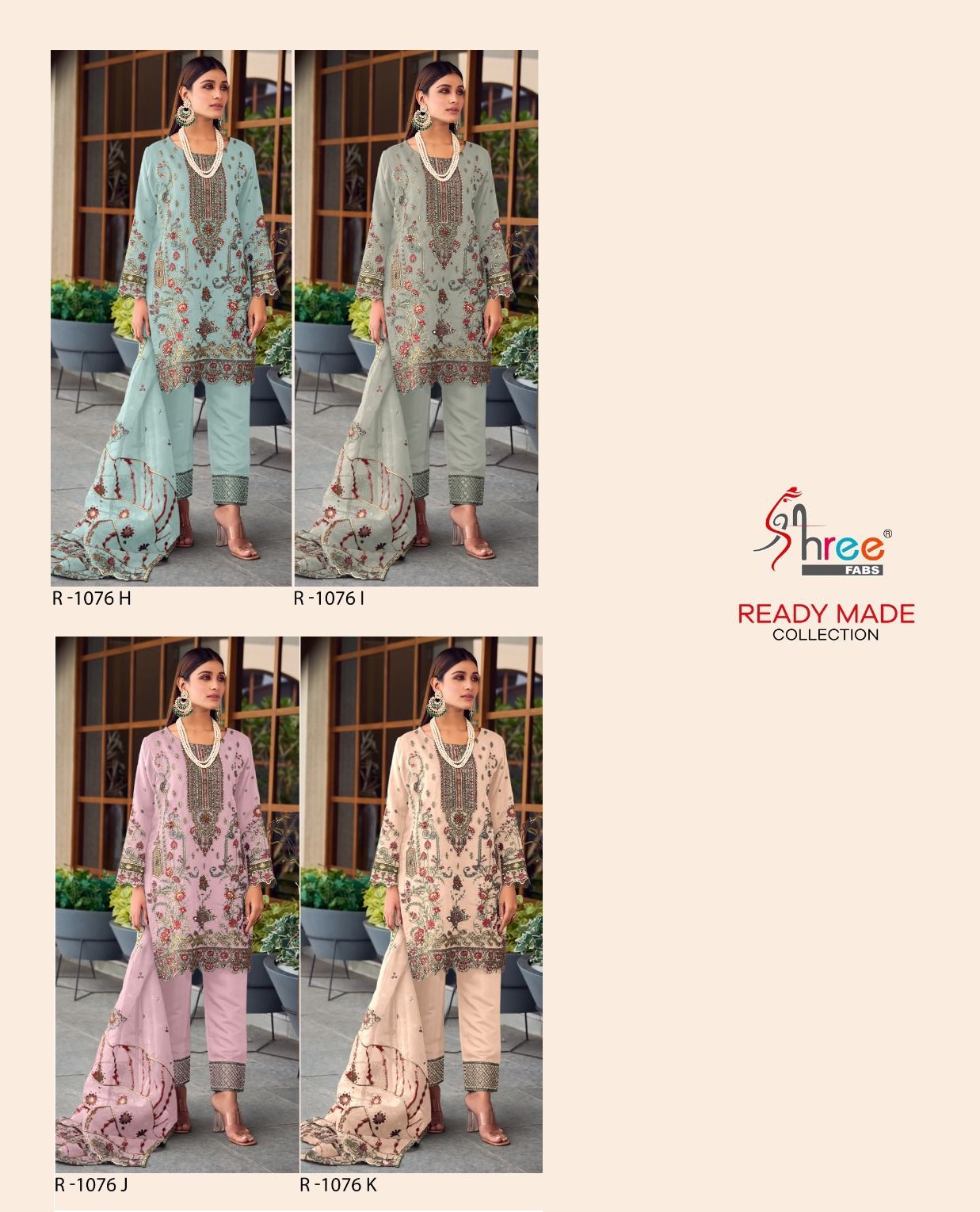 SHREE FABS R 1076 H TO K READYMADE SALWAR SUITS