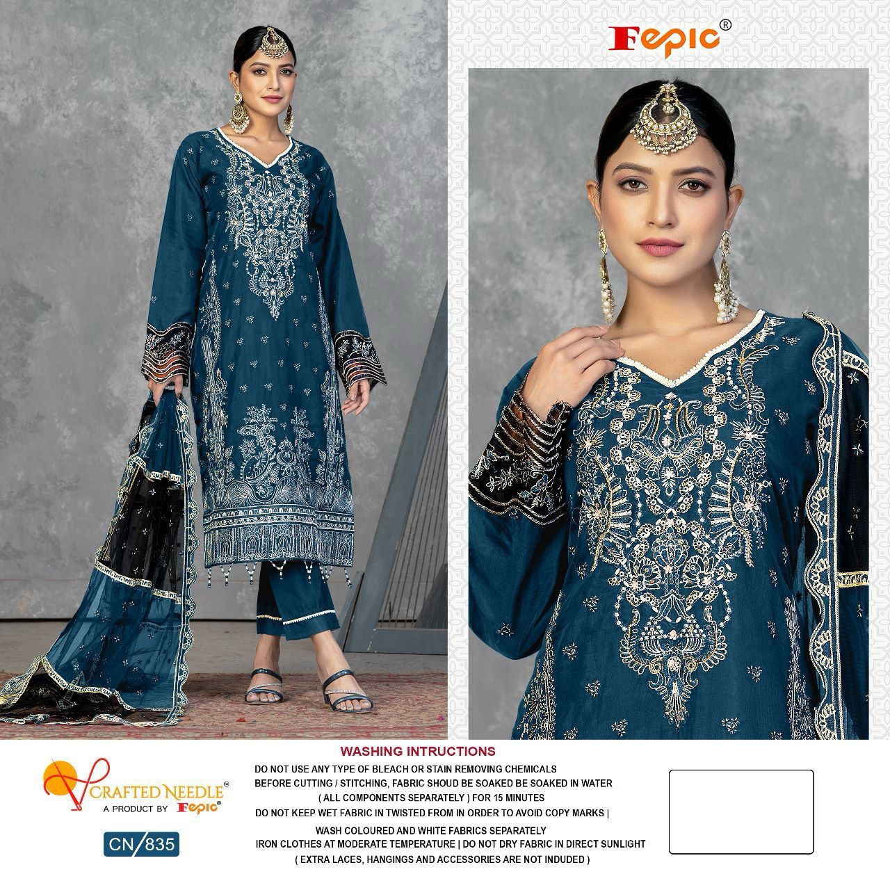 CRAFTED NEEDLE CN 835 READYMADE SUITS BY FEPIC