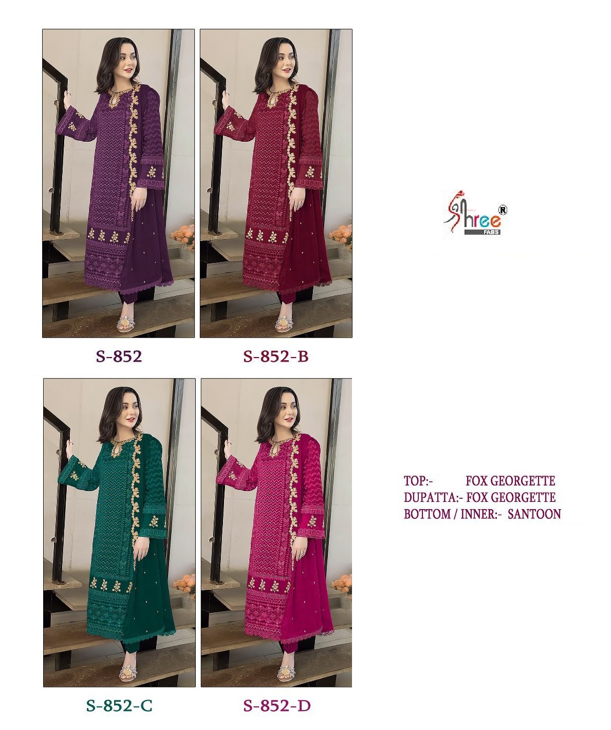 SHREE FABS S 852 SERIES PAKISTANI SUITS IN INDIA
