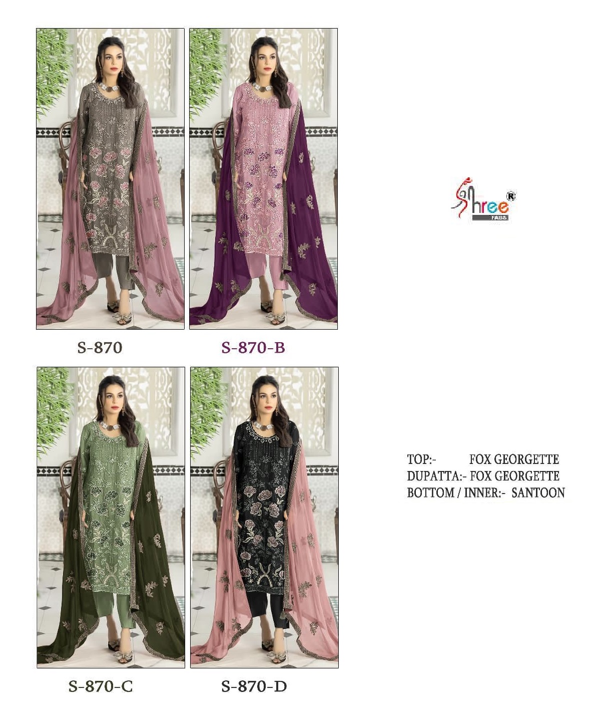 SHREE FABS S 870 SERIES PAKISTANI SUITS IN INDIA
