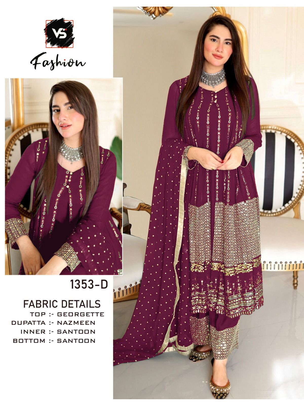 VS FASHION 1353 A TO G PAKISTANI SUITS IN INDIA