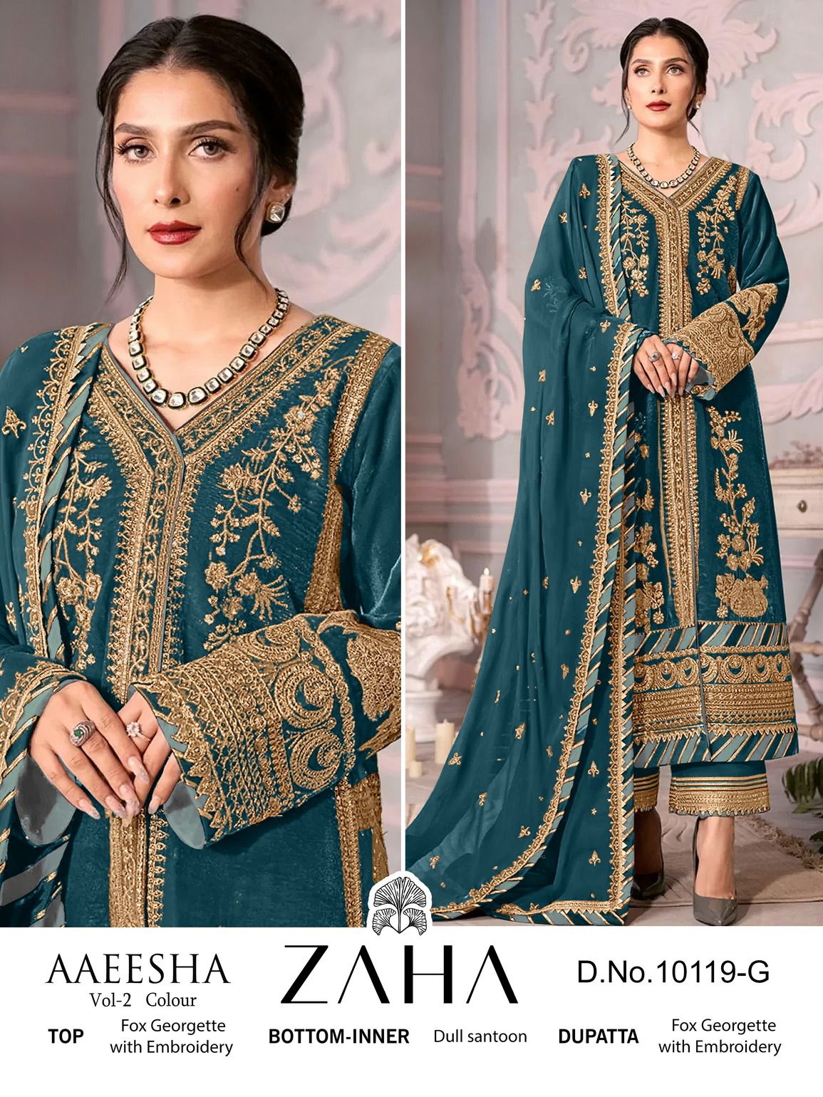 Aaeesha Vol 2-10119-P-Q-R-S Zaha Georgette Pakistani Salwar Suits