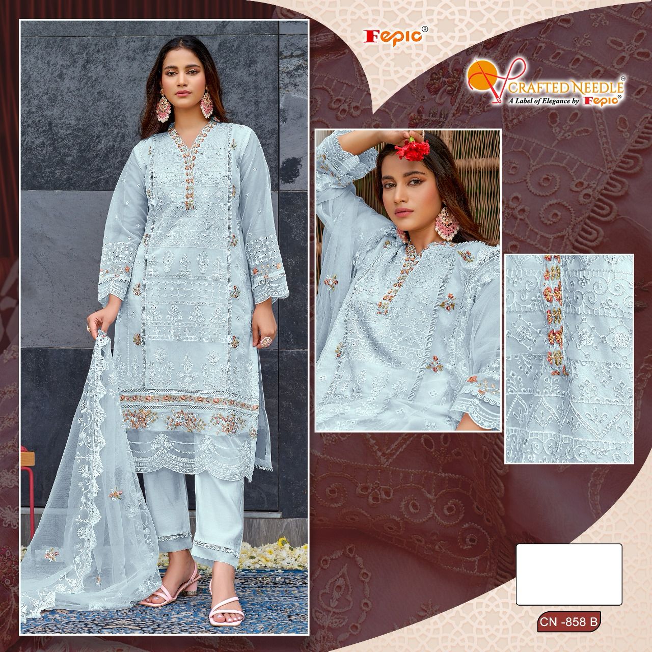 FEPIC CN 858 B CRAFTED NEEDLE READYMADE SALWAR SUITS