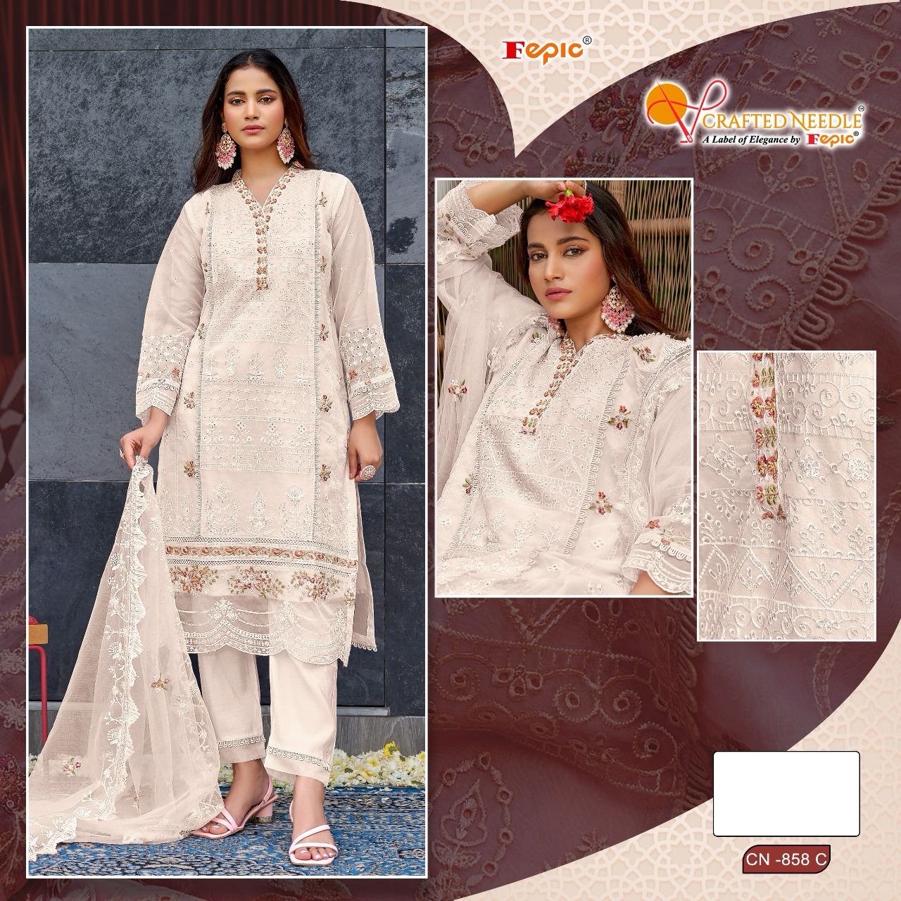 FEPIC CN 858 C CRAFTED NEEDLE READYMADE SALWAR SUITS