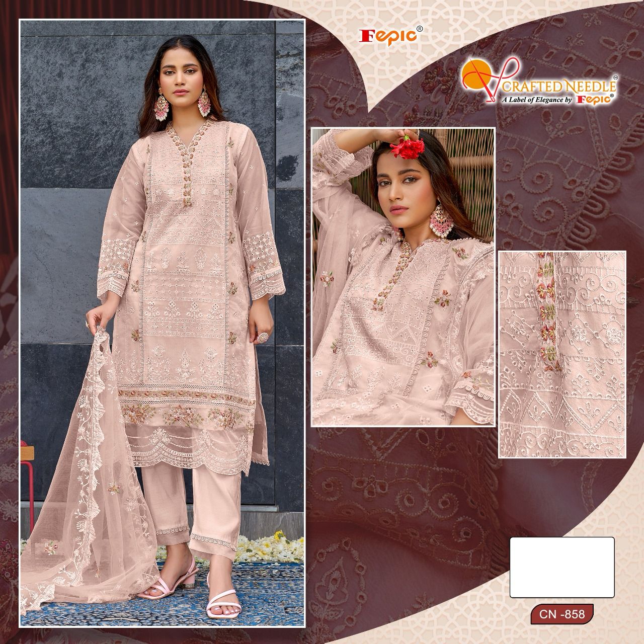 FEPIC CN 858 CRAFTED NEEDLE READYMADE SALWAR SUITS