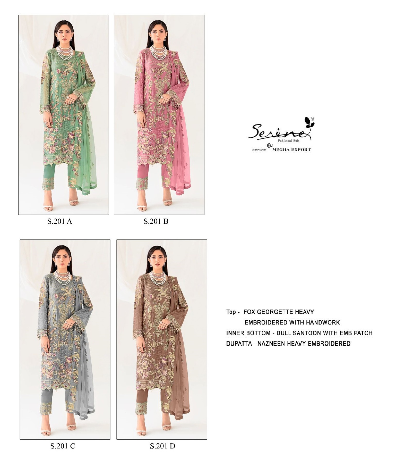 SERINE S 201 A TO D PAKISTANI SUITS IN INDIA