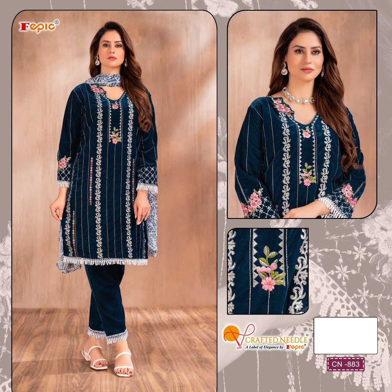 FEPIC CN 883 CRAFTED NEEDLE READYMADE SALWAR SUITS