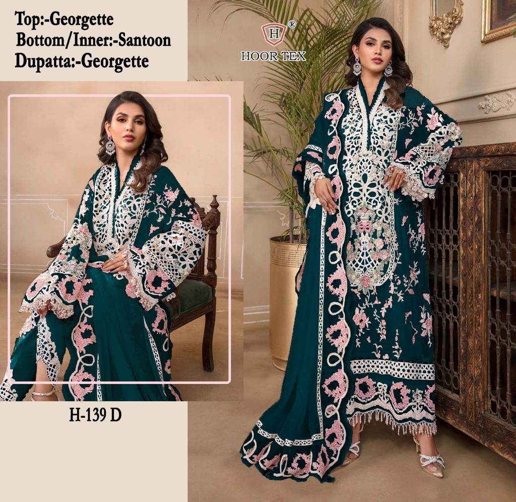 HOOR TEX H 139 A TO D PAKISTANI SUITS IN INDIA