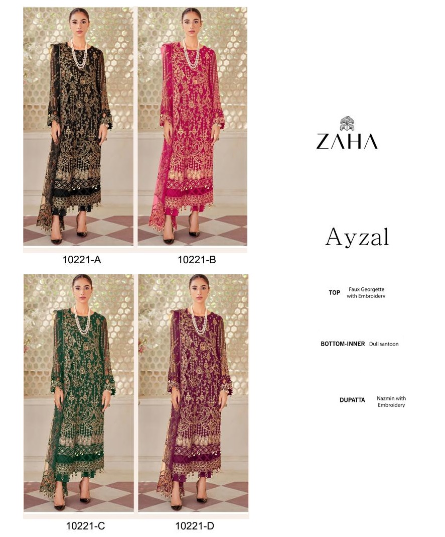 ZAHA 10221 AYZAL A TO D PAKISTANI SUITS IN INDIA