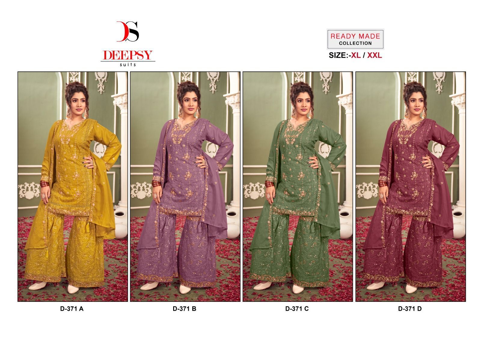 DEEPSY SUITS D 371 PAKISTANI READYMADE SALWAR SUITS AT WHOLESALE PRICE