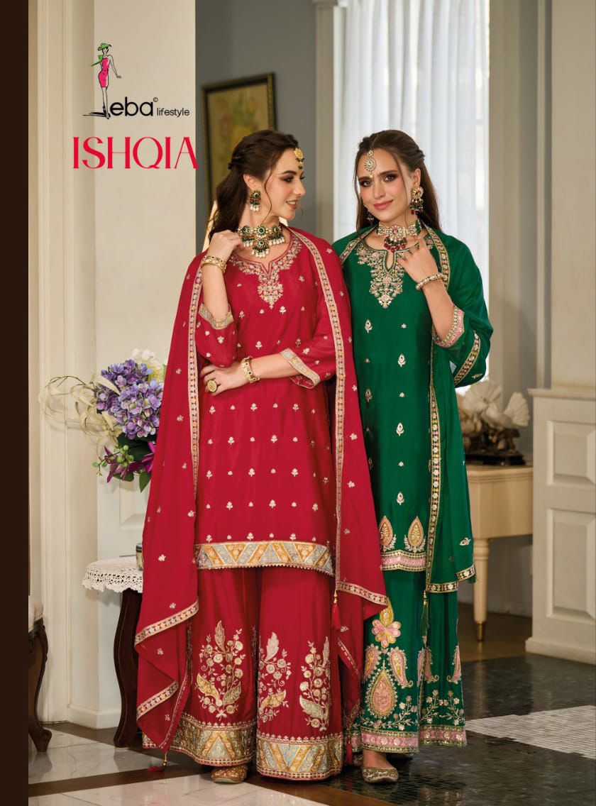EBA LIFESTYLE ISHQIA HEAVY CHINON EMBROIDERY SUITS