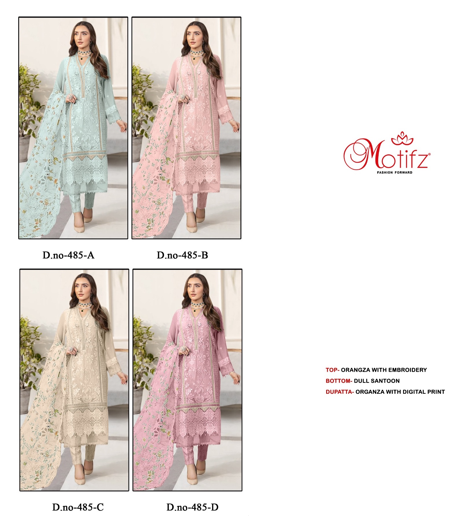 MOTIFZ 485 A TO D PAKISTANI SUITS IN INDIA