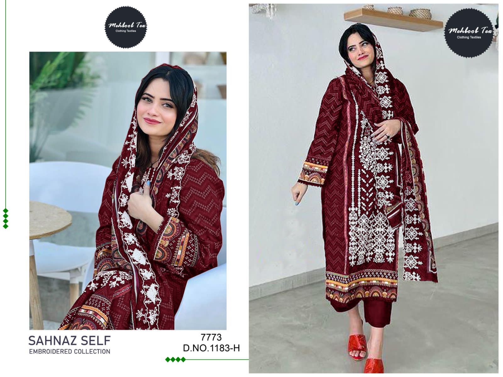 MEHBOOB TEX 1183 E TO H PAKISTANI SUITS IN INDIA