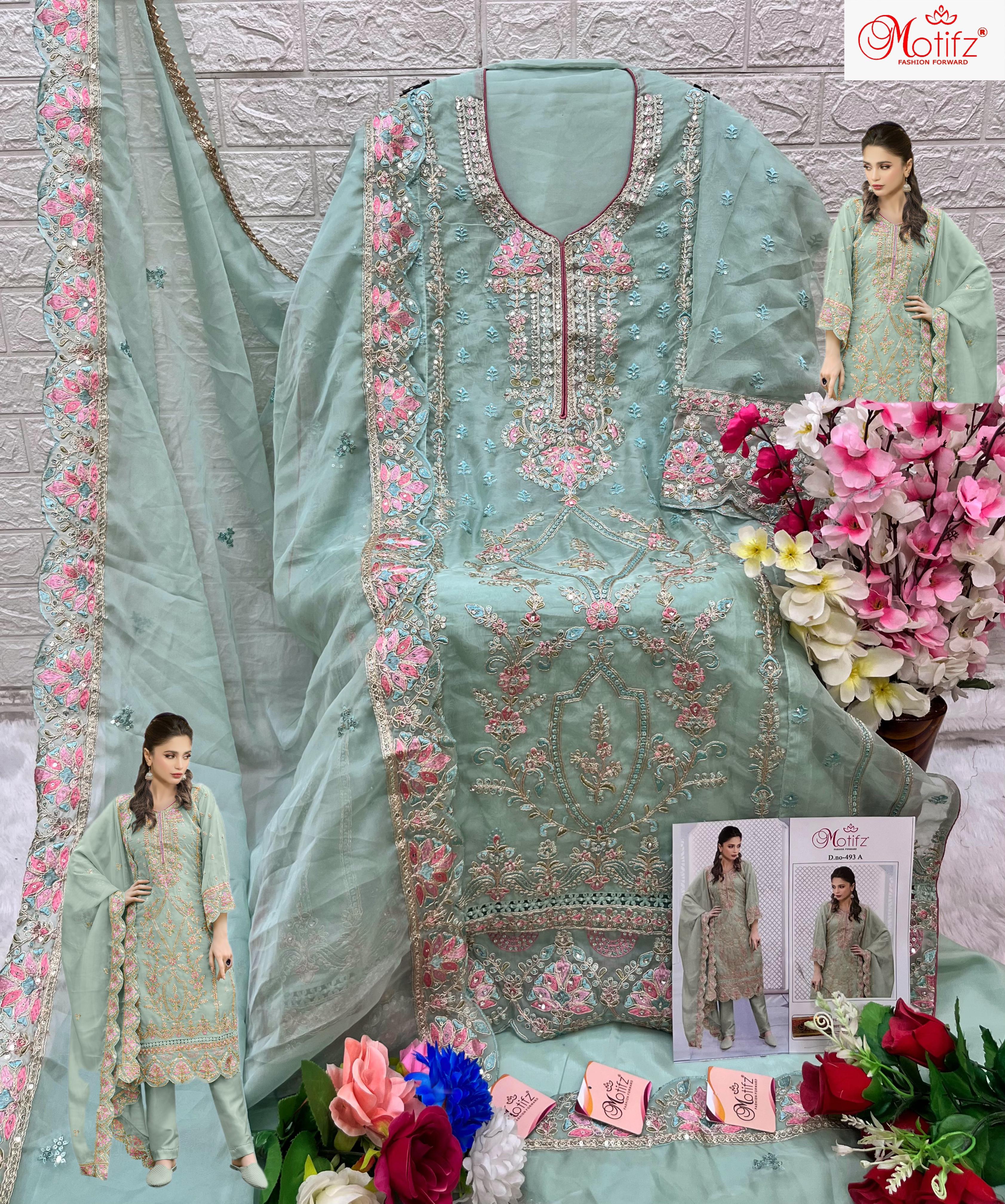 MOTIFZ 493 A TO D PAKISTANI SUITS IN INDIA